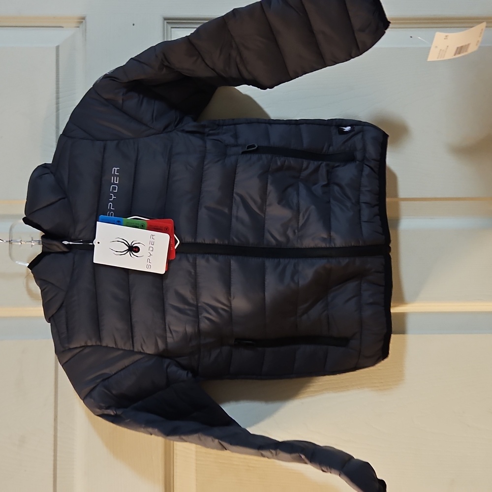 SPYDER BOYS PACKABLE PUFFER COAT: POLAR (GRAY): NEW WITH TAGS: SIZE 5/6